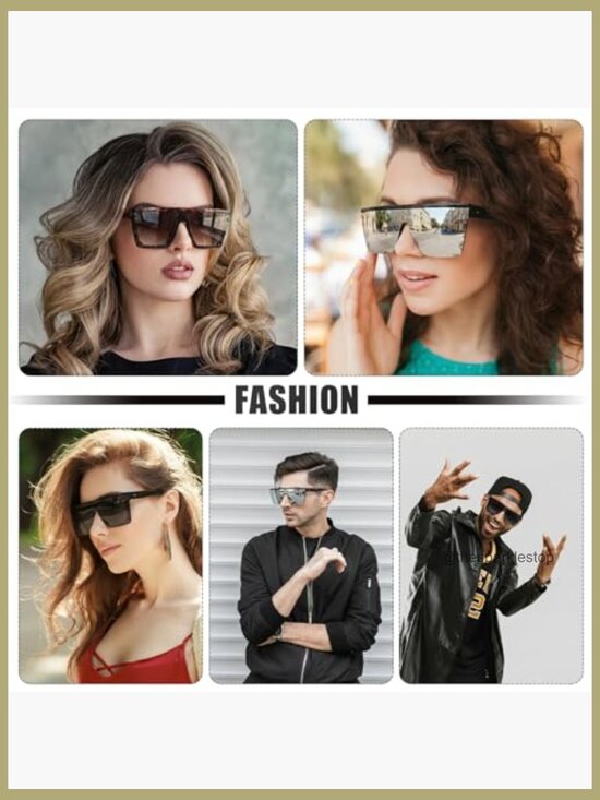 4 Pairs Square Oversized Frameless Sunglasses UV Protection Flat Top main image 5